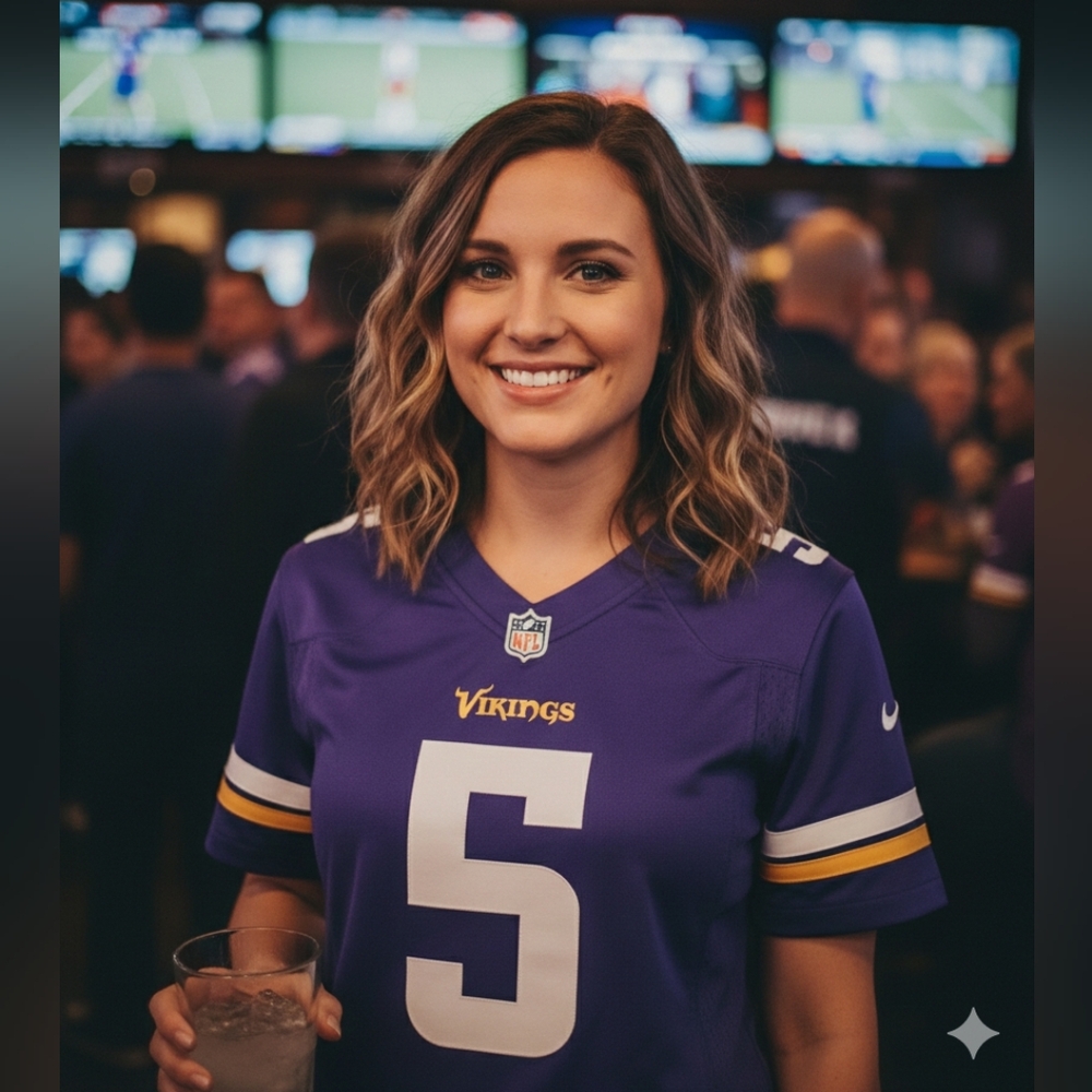 Vintage NFL Vikings Teddy Bridgewater 5 Women's Jersey Purple Size L